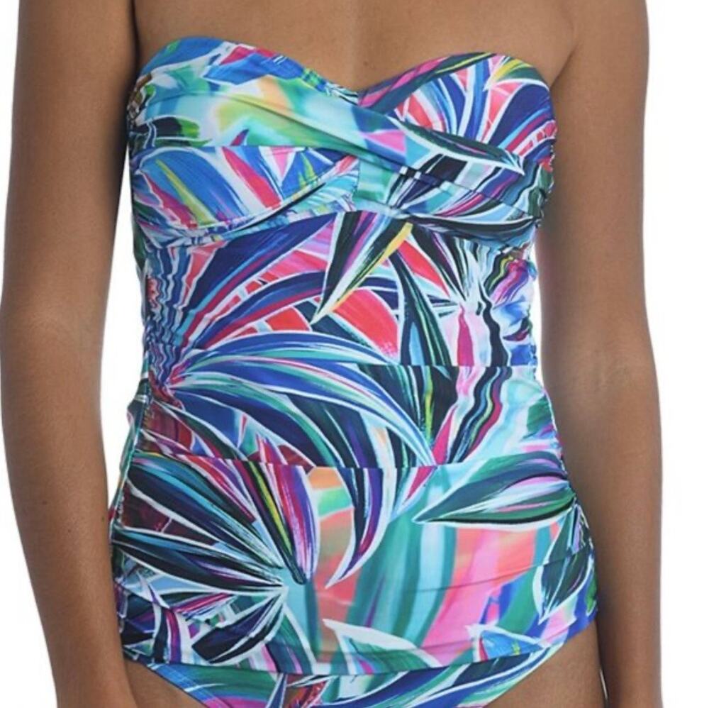 La Blanca Palm Opulence Bandeau Tankini 8 NWT